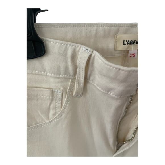 L'Agence Bootcut Pants Mid Rise Flare Leg Cotton Stretch 5-Pockets Ivory Size 25 - Picture 10 of 12